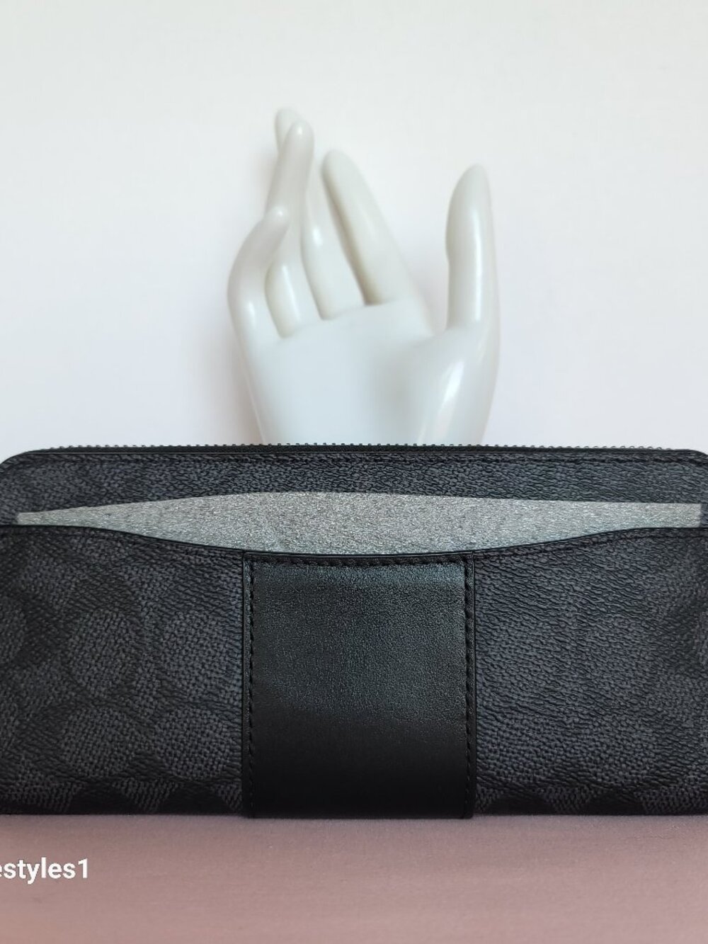 COACH Boxed Slim Accordion Signature Canvas & Leather Wallet w Back-slip pocket⭐ - Picture 7 of 16
